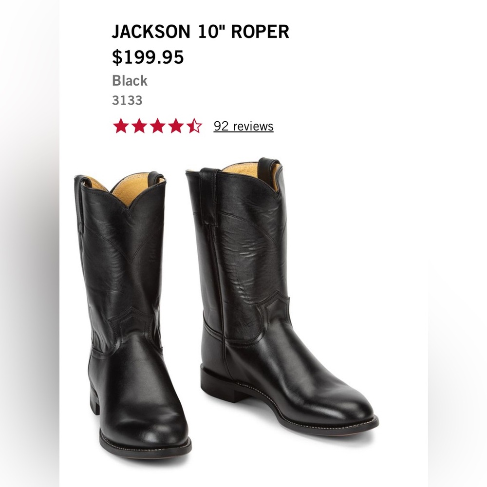 JUSTIN 1879 Black Leather Cowboy Boots